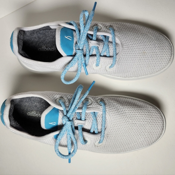 Allbirds Mens Tree Runner White & Blue Sneakers Just Water Collaboration - Picture 2 of 15